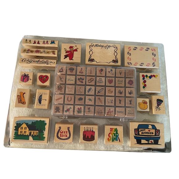 MessageStor 58 Piece Wooden Mount Rubber Stamp Collection - Picture 5 of 5